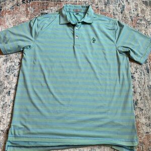 Peter Millar Striped Light Green and Blue Polo